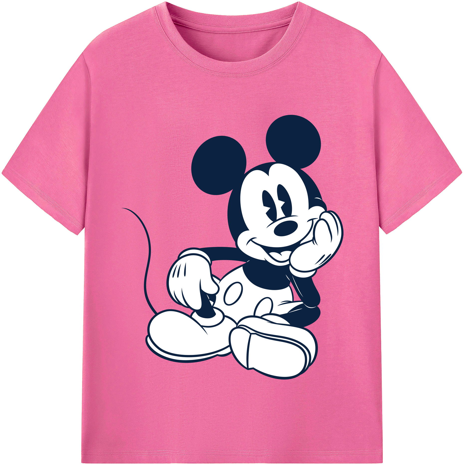（画像用） ミッキーマウス Mickey Mouse レディースカジュアルプリントTシャツ（綿100％）